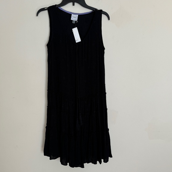 Violet Weekend Floral Eyelet Embroidered Midi Tiered Dress Black Size S - Picture 3 of 7